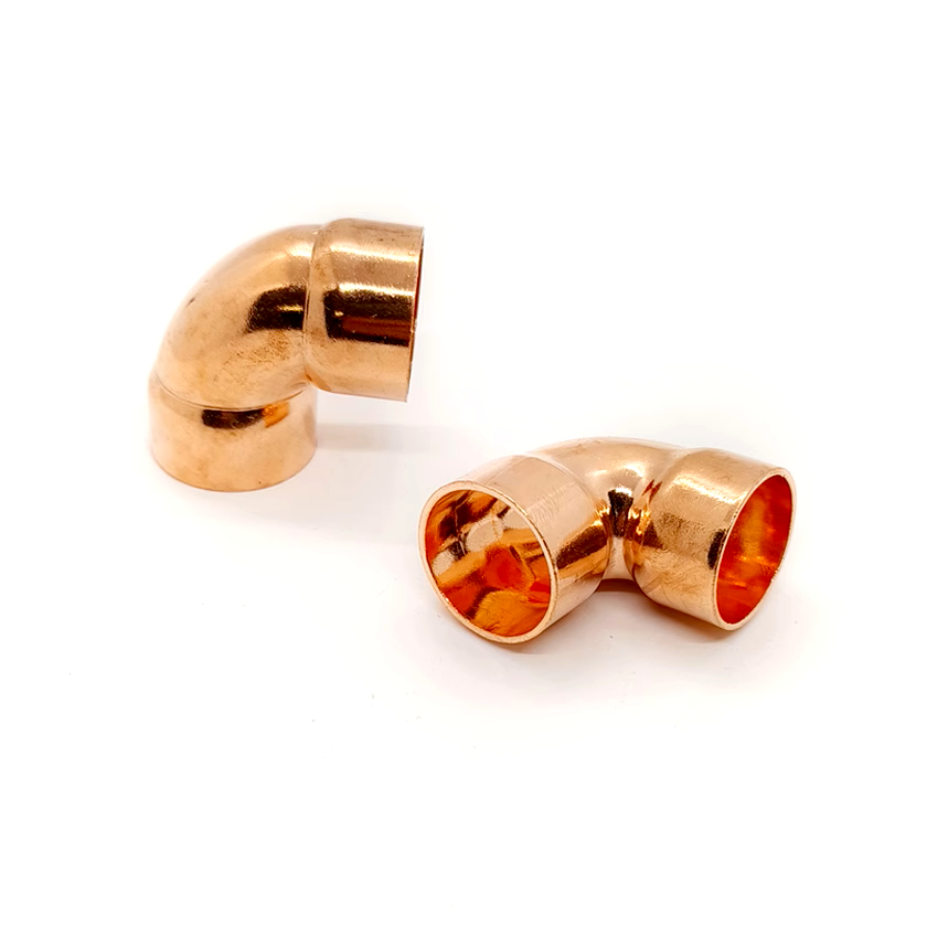 Copper flared right-angle elbow, single socket, 90° copper elbow, copper pipe, welded copper joint