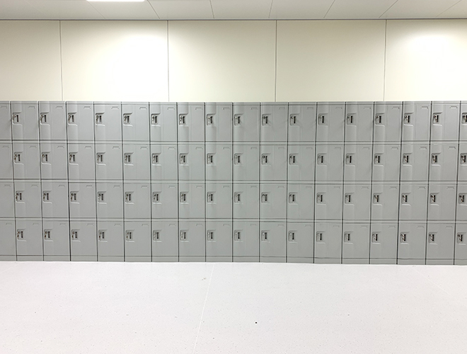 Staff lockers at Beijing Cancer Hospital
