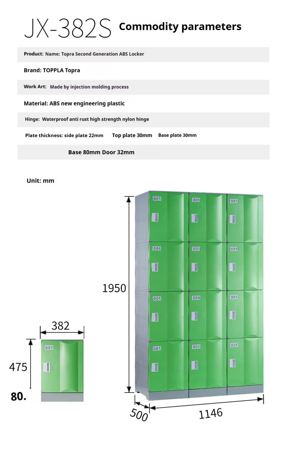 Plastic employee lockers