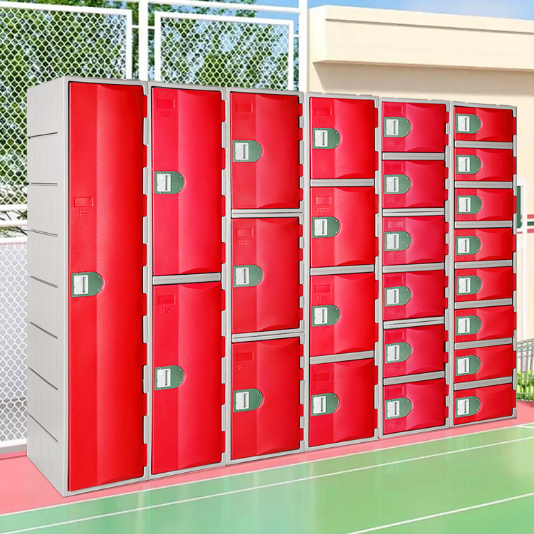 ตู้ล็อกเกอร์พลาสติก 3 บานประตู เอชดีพีอี ที่มีโลโก้แบบ หนัก หน้าที่