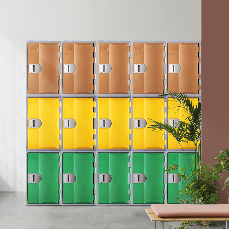 Armario de HDPE de 3 puertas con logotipo, resistente, de plástico