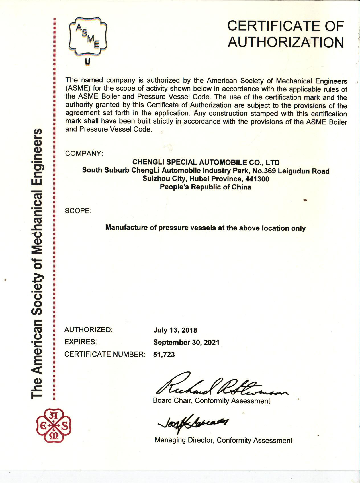 Certificación ASME