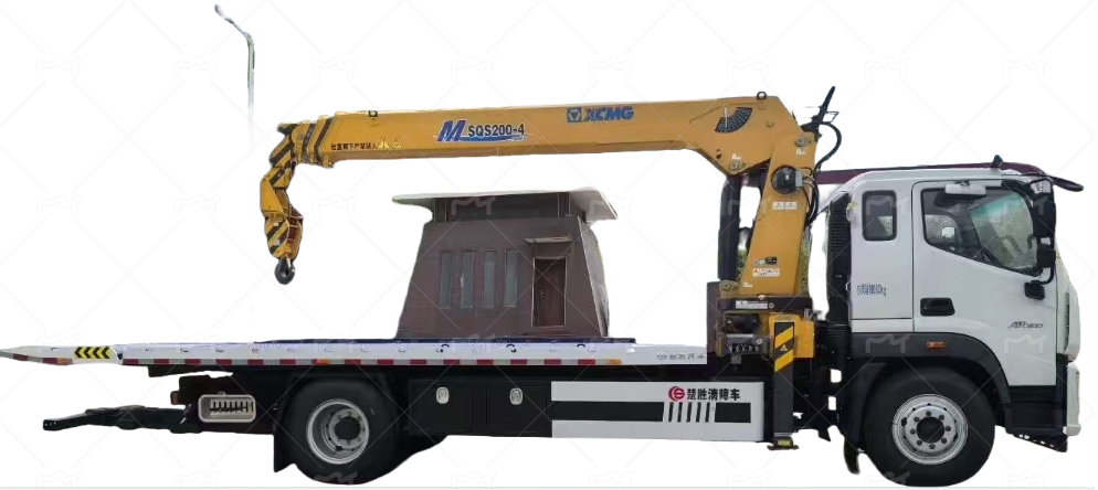Road rescue tow truck with crane