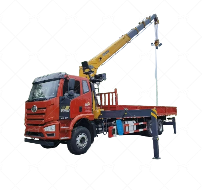 Jiefang chassis mounted XCMG 14 ton 5-section arm truck mounted crane for sale