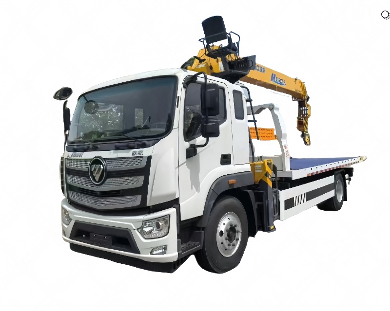 Road rescue tow truck with crane