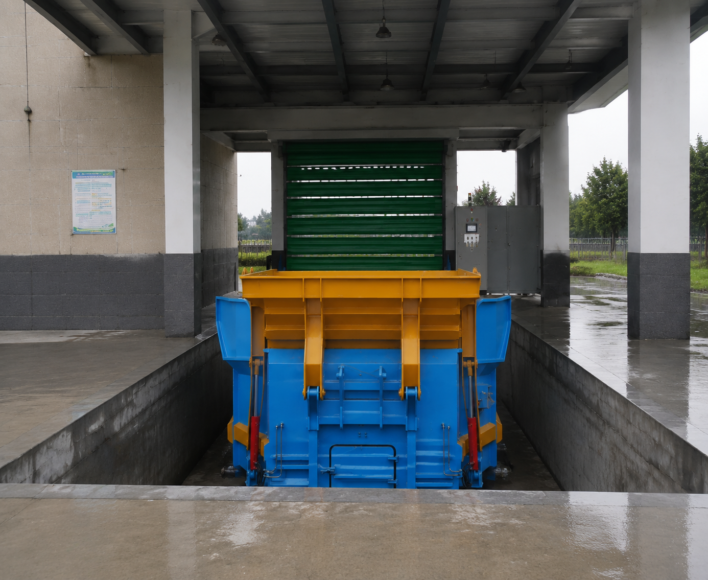 Station mobile de compression des déchets avec commande par automate programmable