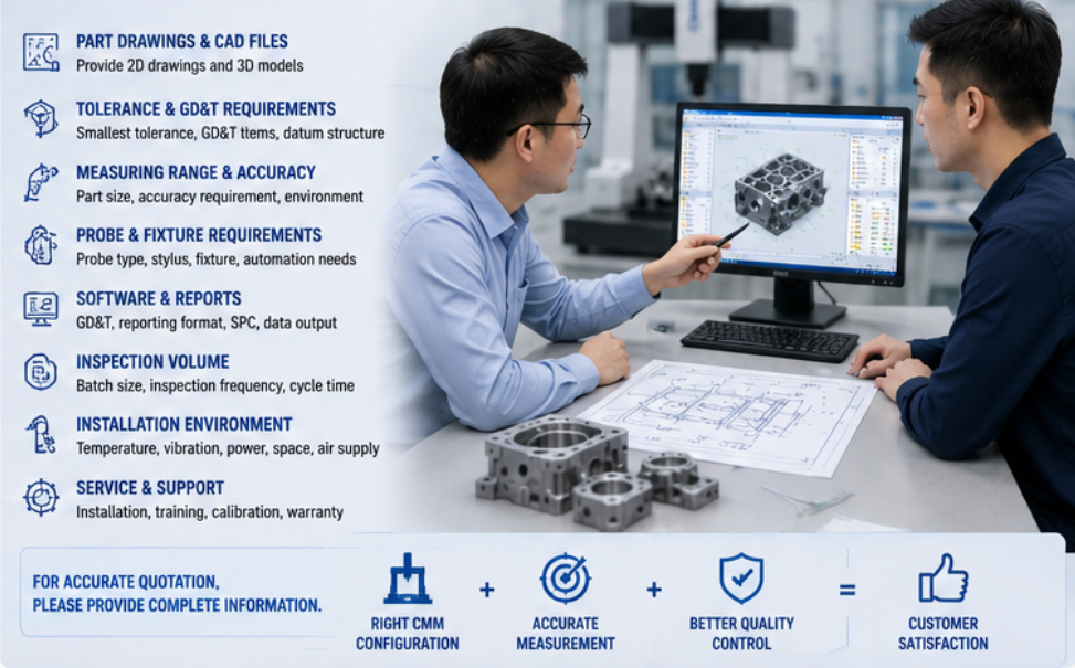coordinate measuring machine for machined parts