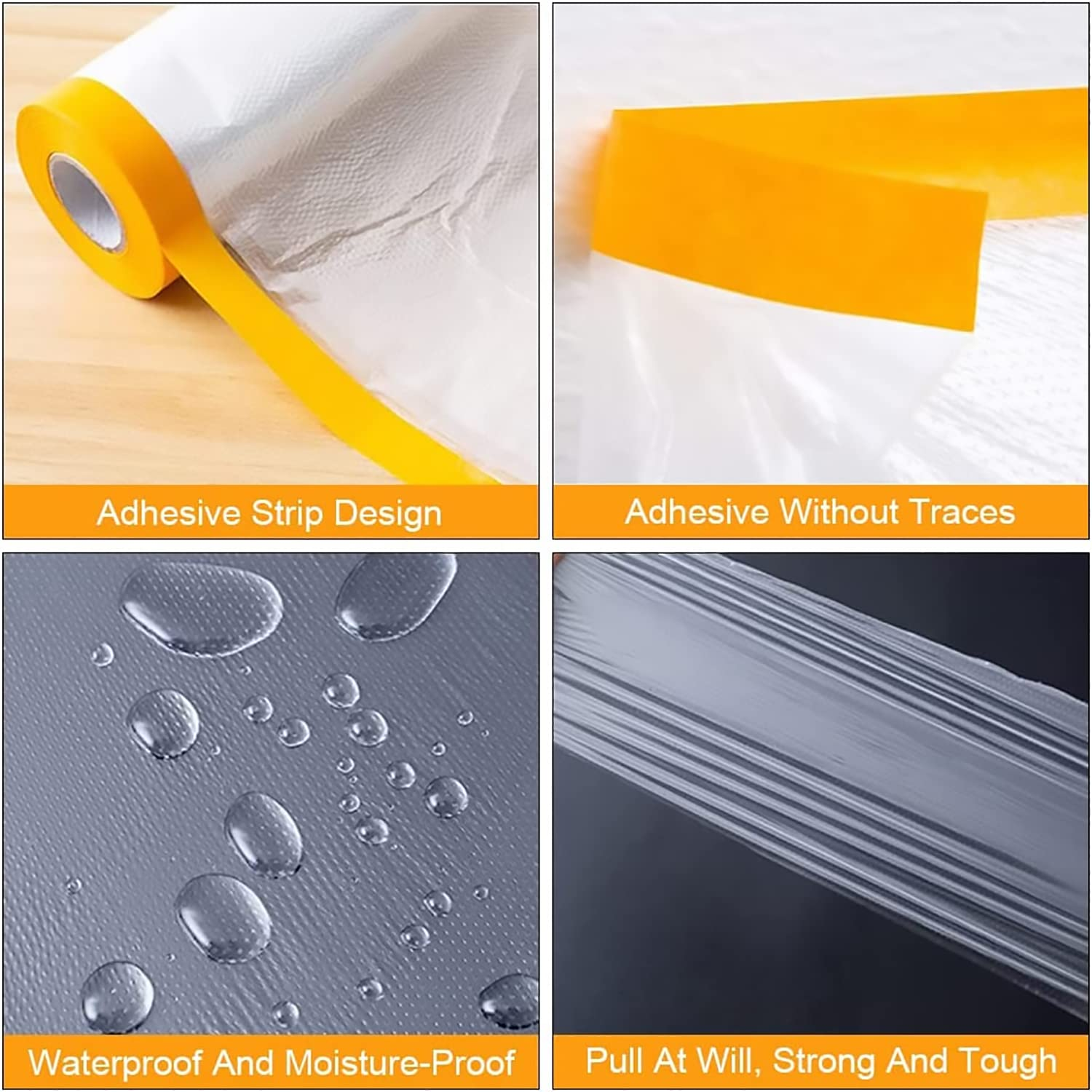 Pre-taped Masking Film For Car Painting Automotive Masking Protective Film