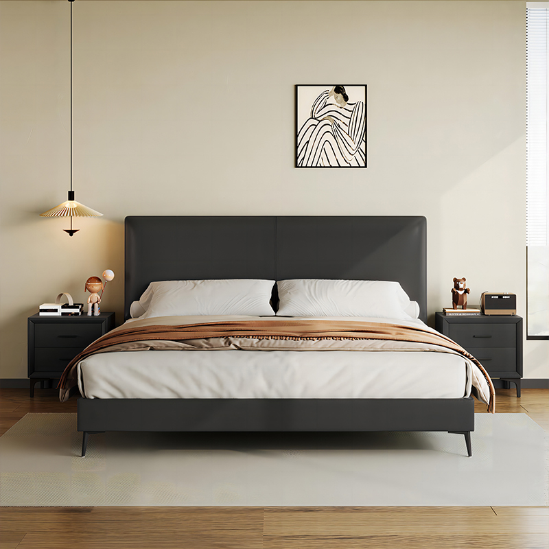 Pat modern cu platformă tapițat moale pentru dormitor