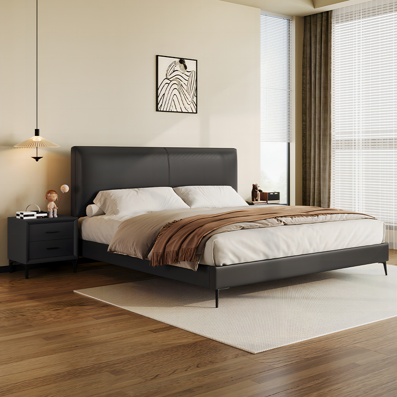 Pat modern cu platformă tapițat moale pentru dormitor