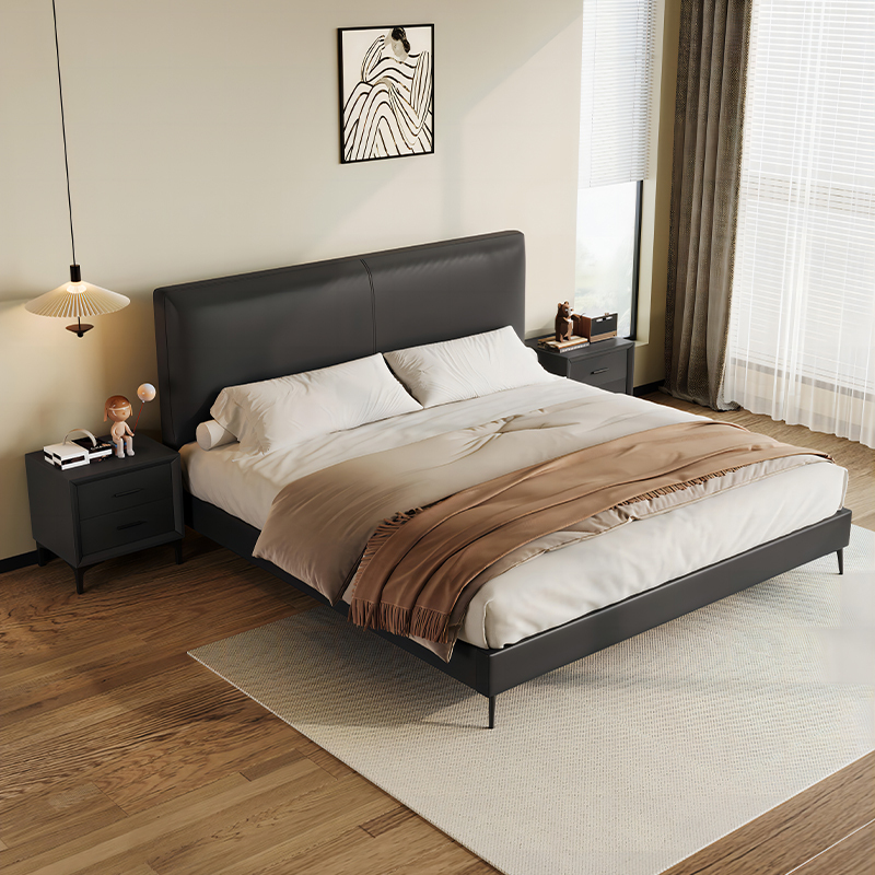 Pat modern cu platformă tapițat moale pentru dormitor