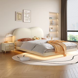 Mobilier de pat plutitor minimalist cu lumină