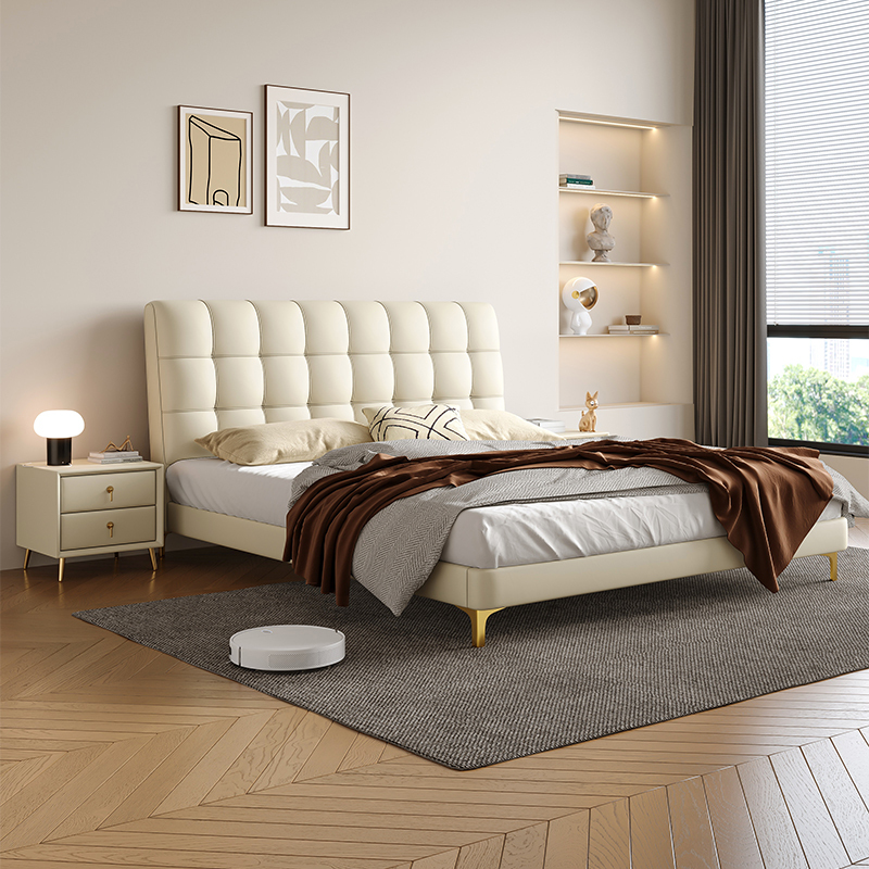 Cama flotante italiana tamaño queen de diseño sencillo