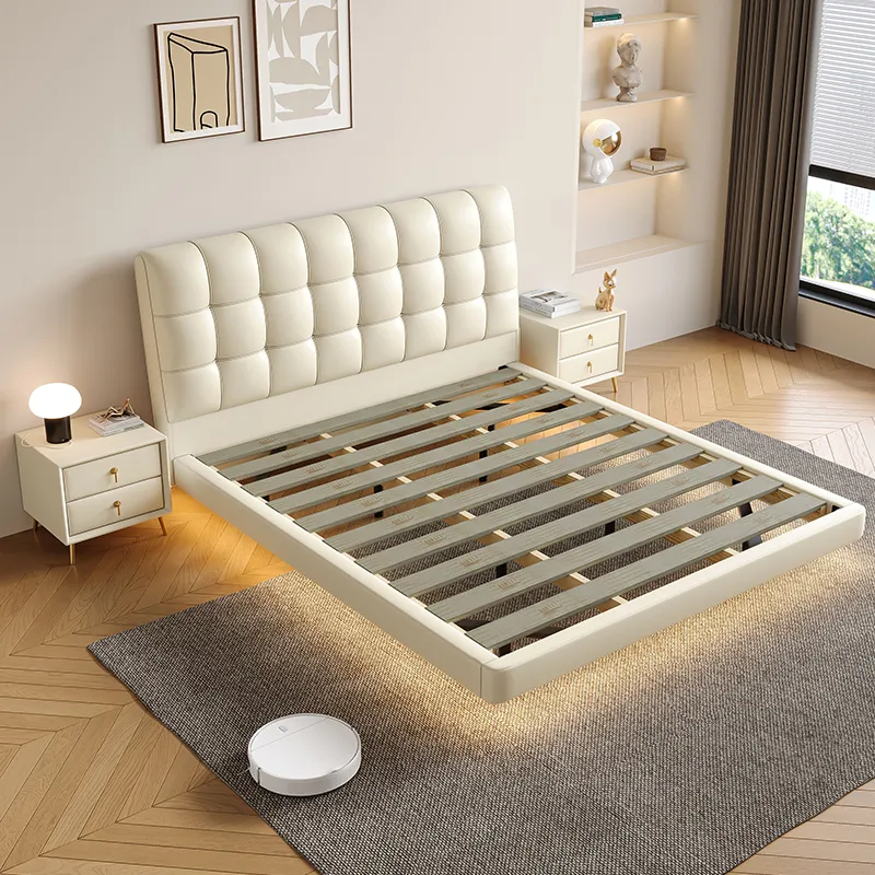Cama flutuante italiana queen size de design simples