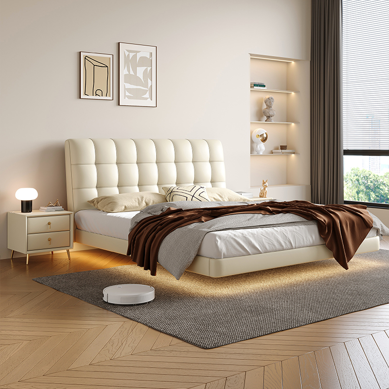 Cama flotante italiana tamaño queen de diseño sencillo
