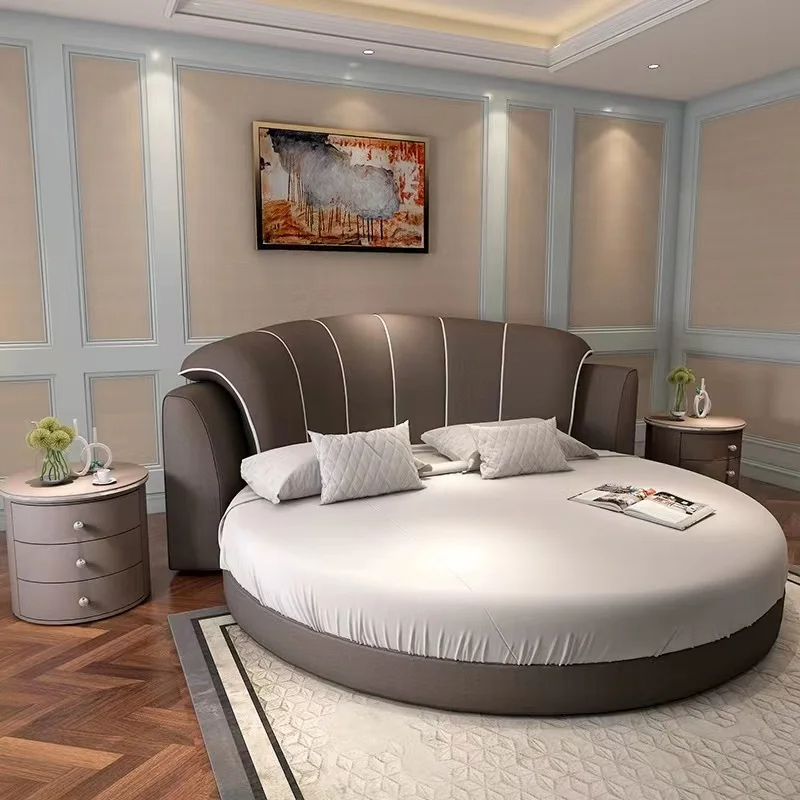 Round Leather Bed