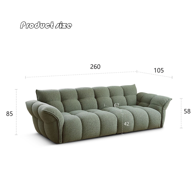 Canapea modernă, personalizată, din material moale, alb teddy