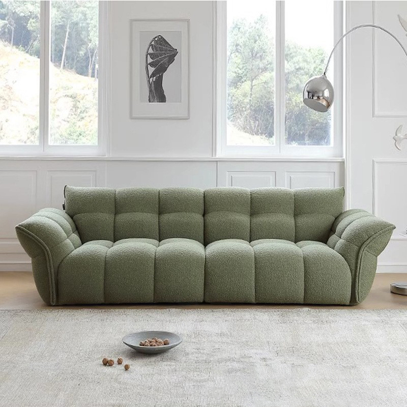 Canapea modernă, personalizată, din material moale, alb teddy