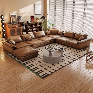 Canapea modulară în formă de U din piele pentru living modern