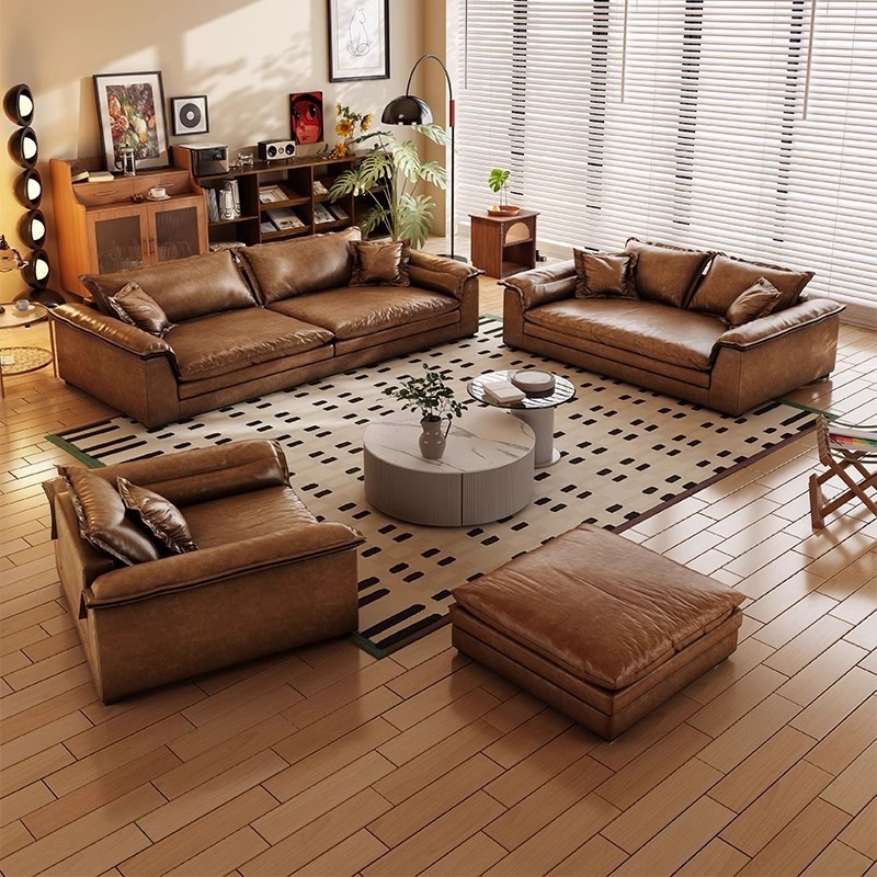 Canapea modulară în formă de U din piele pentru living modern