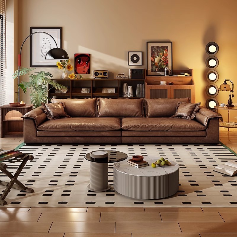 Canapea modulară în formă de U din piele pentru living modern