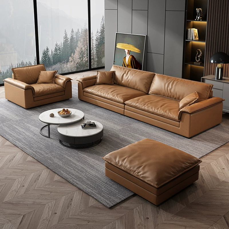 Canapea modulară în formă de U din piele pentru living modern