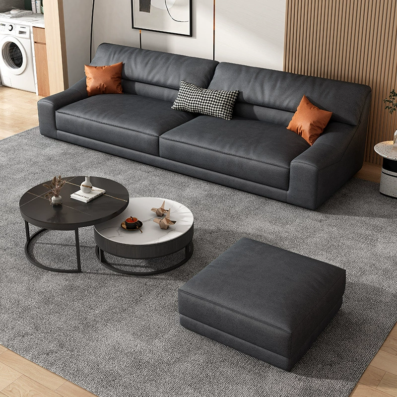 Canapea modulară din piele maro deschis 3+2+1