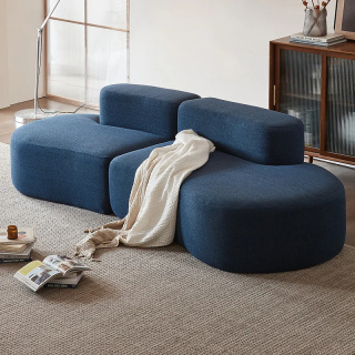 Canapea extensibilă curbată din catifea pentru living, cu 3 locuri