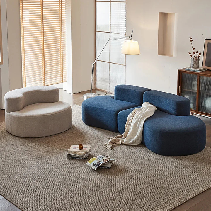 Canapea extensibilă curbată din catifea pentru living, cu 3 locuri