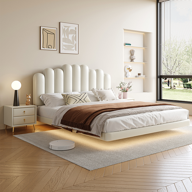 Pat plutitor Cloud, pat modern tapițat alb