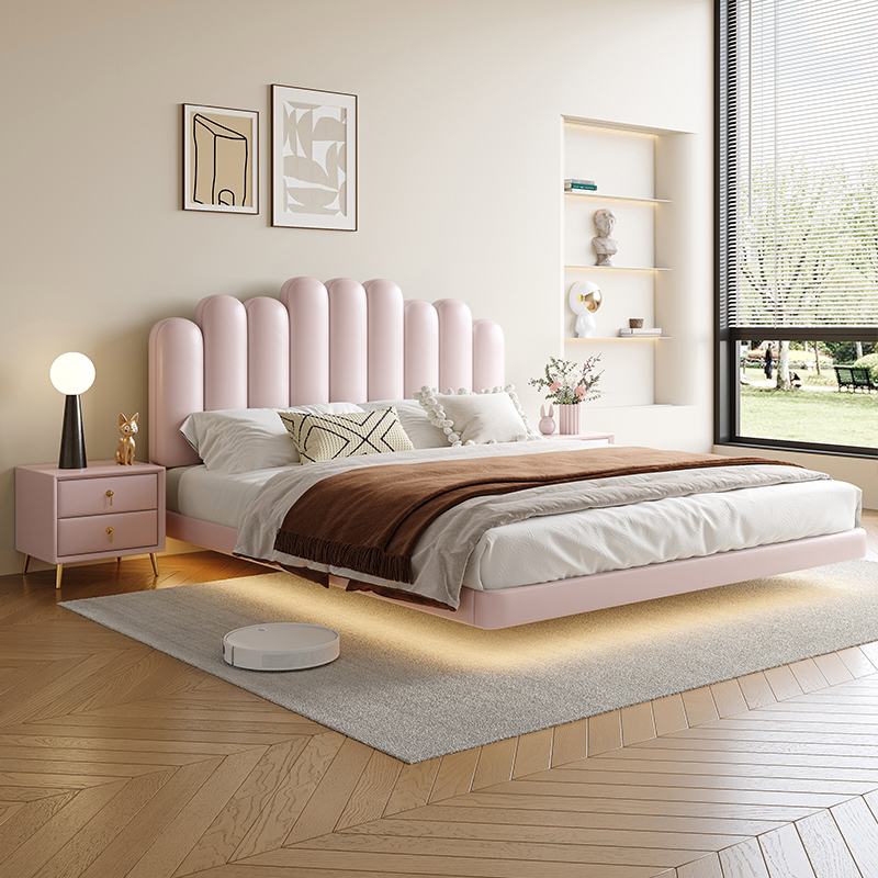 Pat plutitor Cloud, pat modern tapițat alb