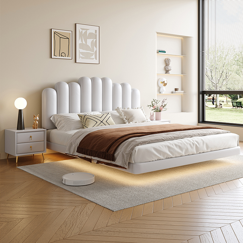 Pat plutitor Cloud, pat modern tapițat alb