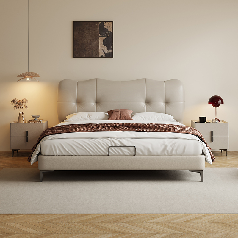 Set dormitor simplu cu pat tapițat King Size