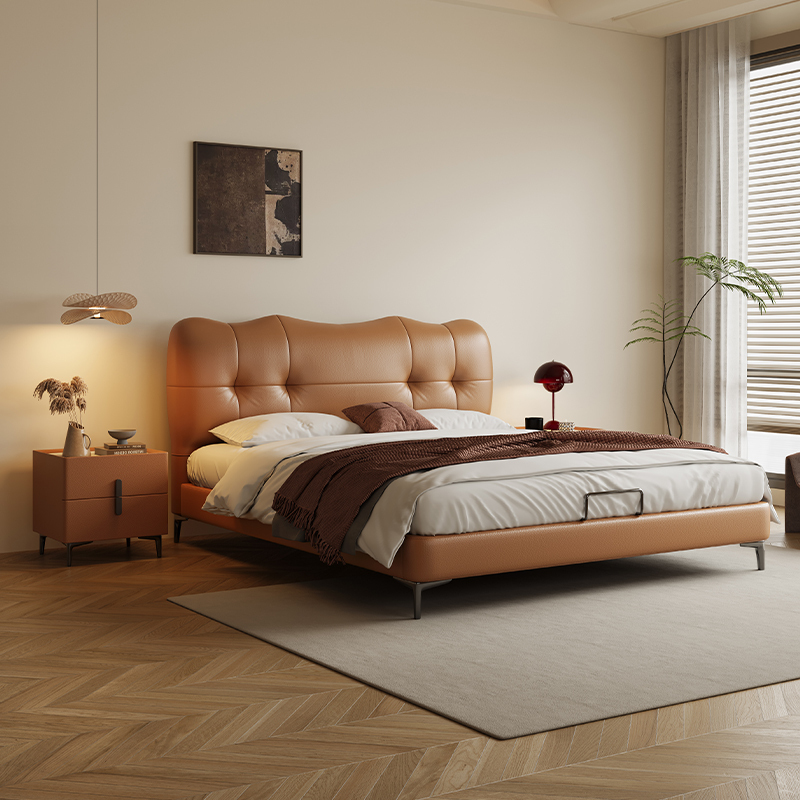 Set dormitor simplu cu pat tapițat King Size