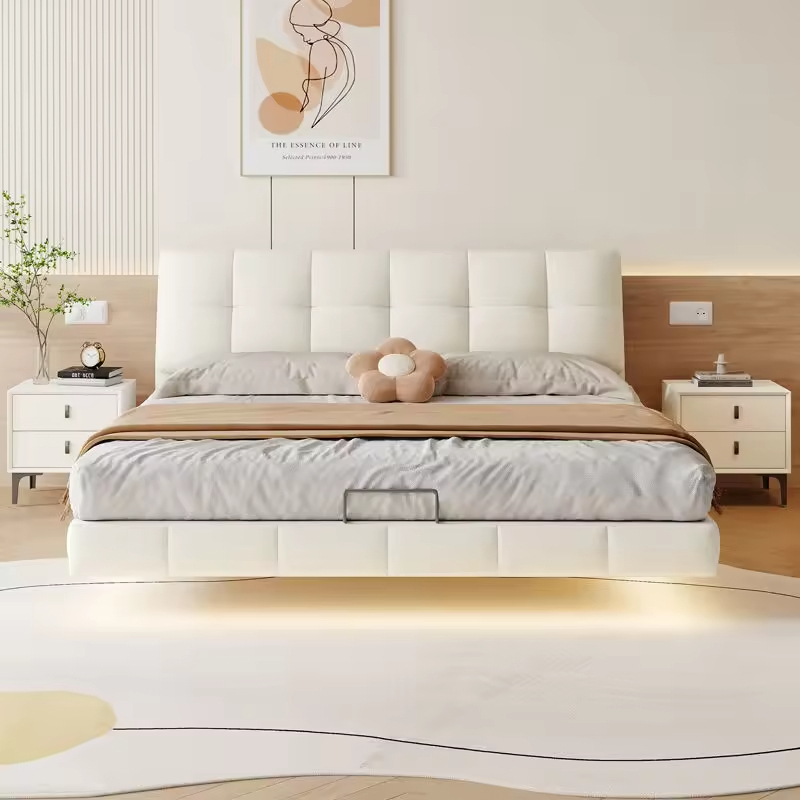 Mobilier de dormitor cu cadru de pat plutitor cu LED-uri