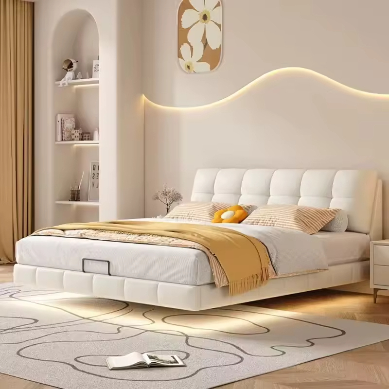 Mobilier de dormitor cu cadru de pat plutitor cu LED-uri