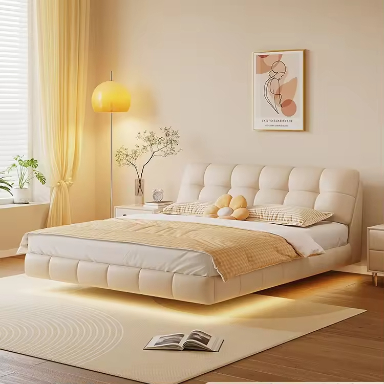 Mobilier de dormitor cu cadru de pat plutitor cu LED-uri