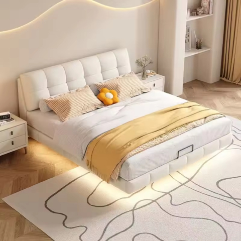 Mobilier de dormitor cu cadru de pat plutitor cu LED-uri