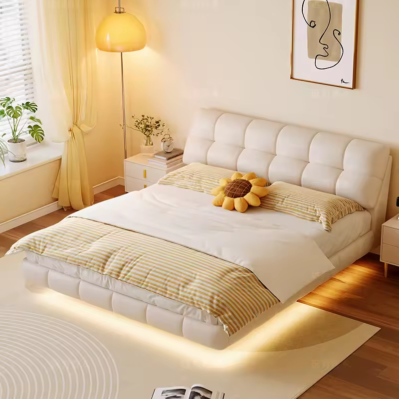 Mobilier de dormitor cu cadru de pat plutitor cu LED-uri