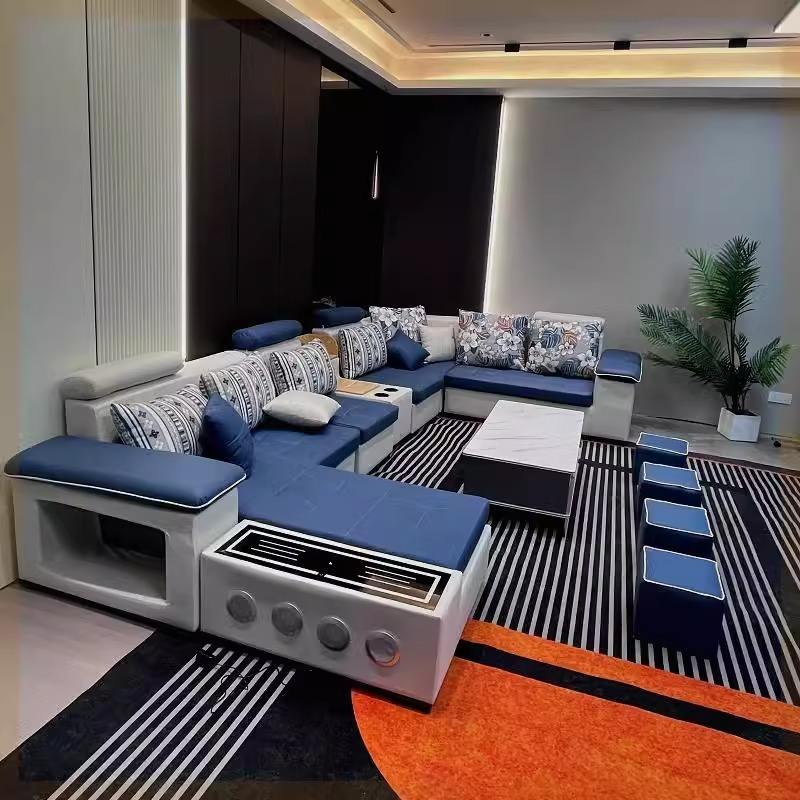 Canapea secțională albastră, canapea de colț, mobilier