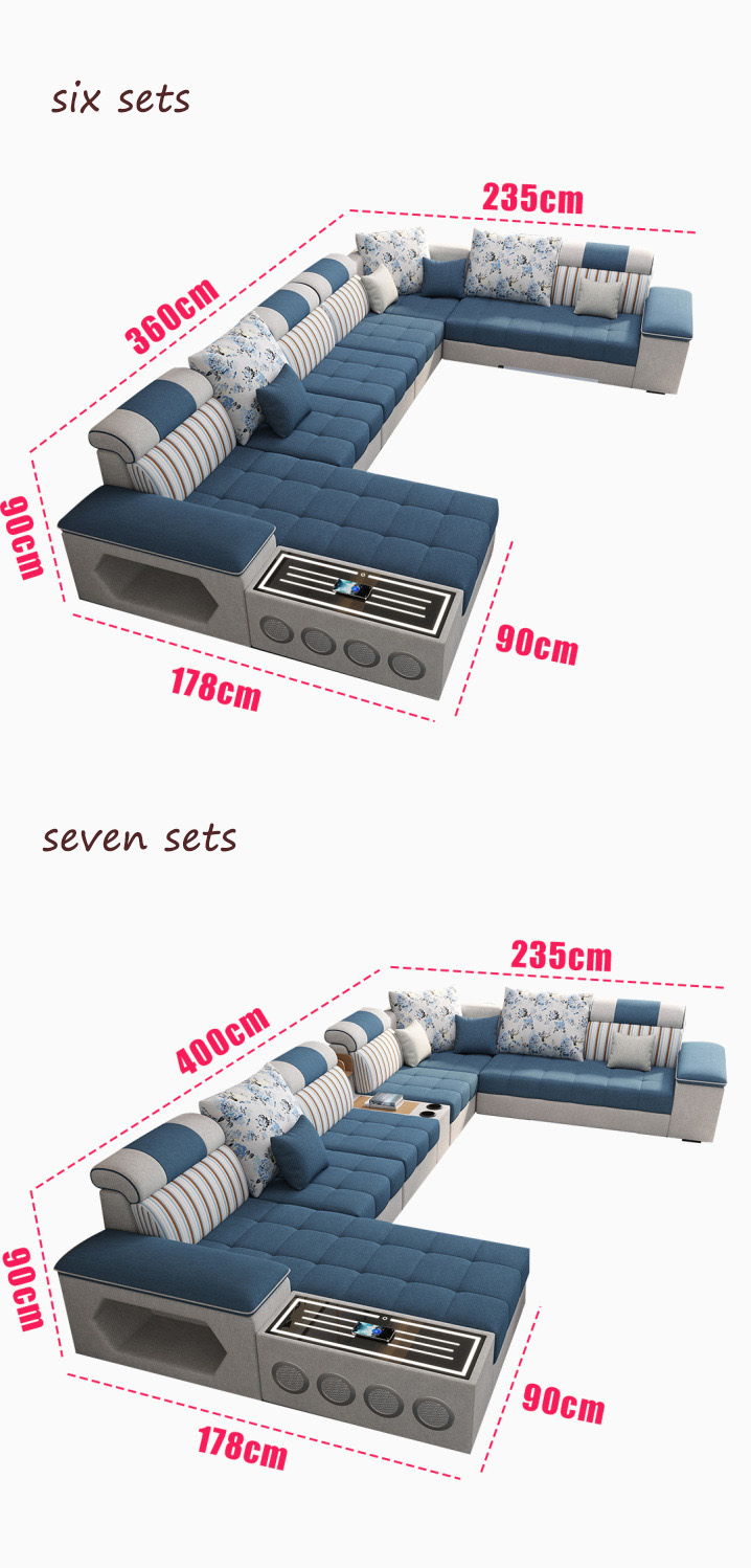 Large Fabric 7 Seater Sofa Set