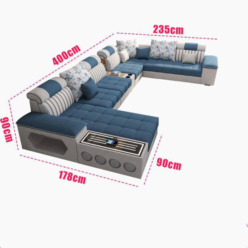 Canapea secțională albastră, canapea de colț, mobilier