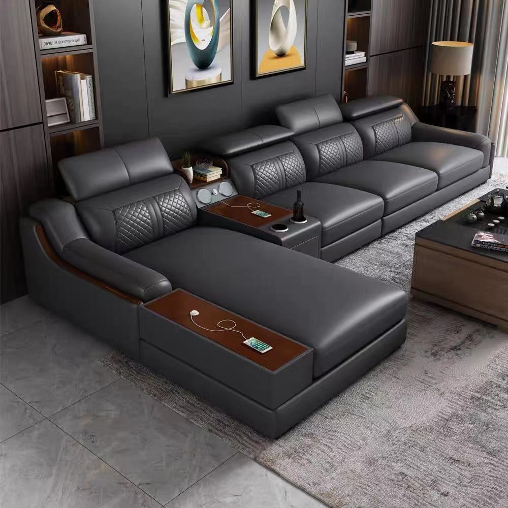 L Shaped Couch Leather Sectional Sofa