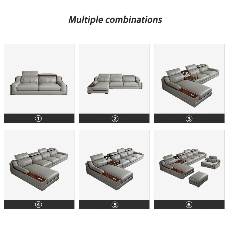 Canapea modulară din piele în formă de L modernă