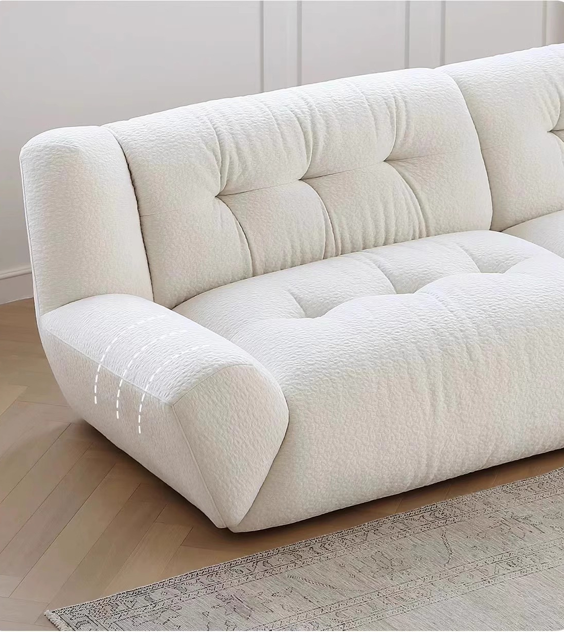 White Fabric Corner Sofa Couch