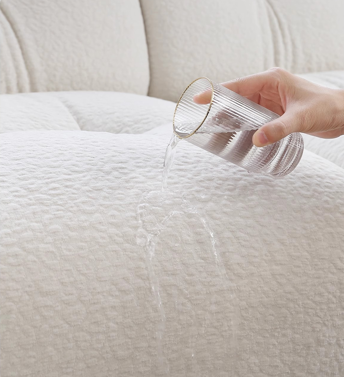 White Fabric Corner Sofa Couch