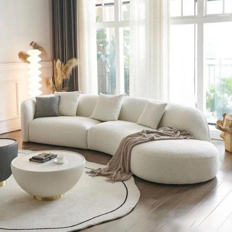 Canapea curbată cu 3 locuri, canapea din catifea