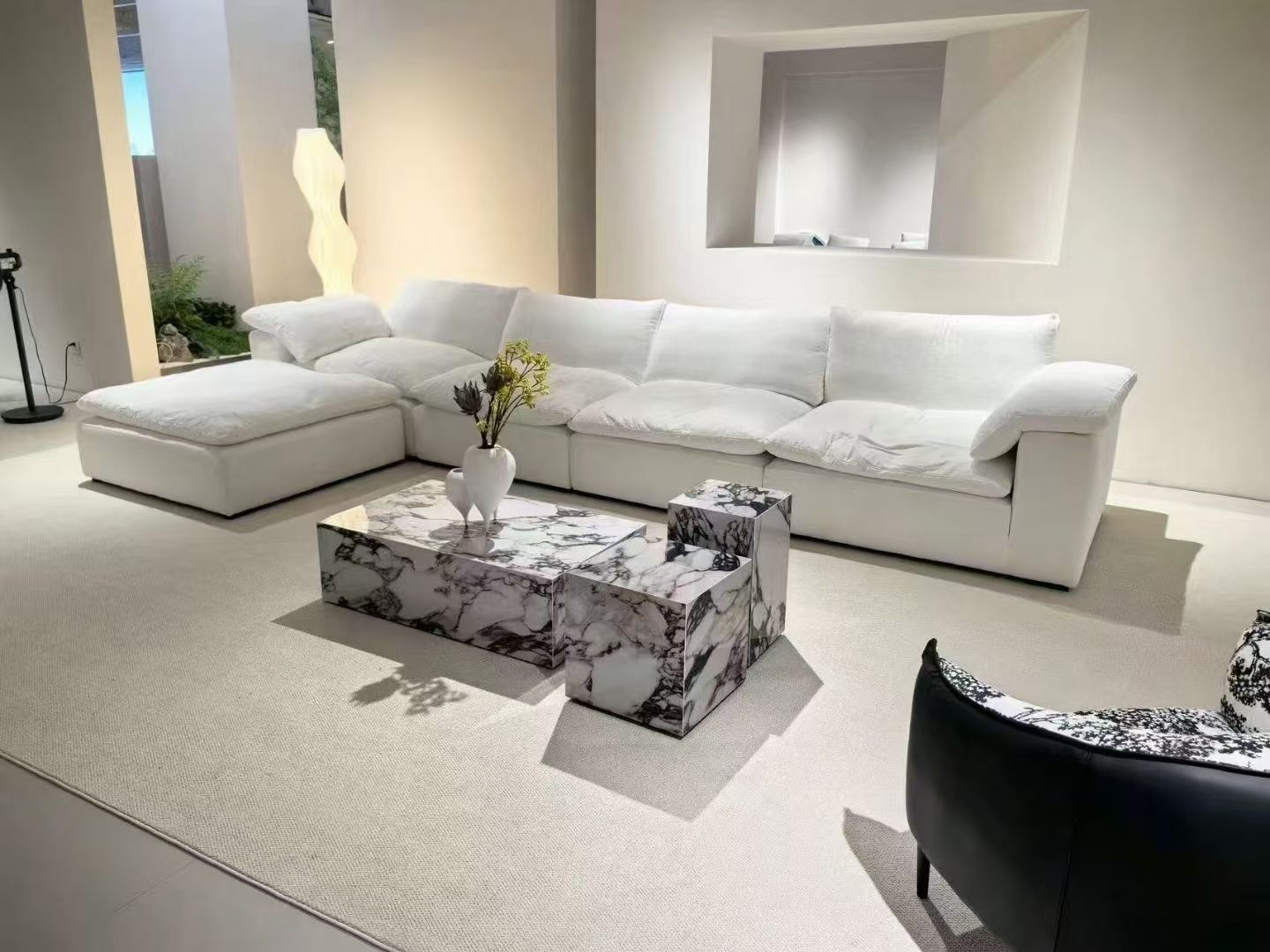 l shape fabric sofa
