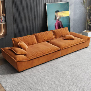 Canapea din catifea portocalie pentru sufragerie