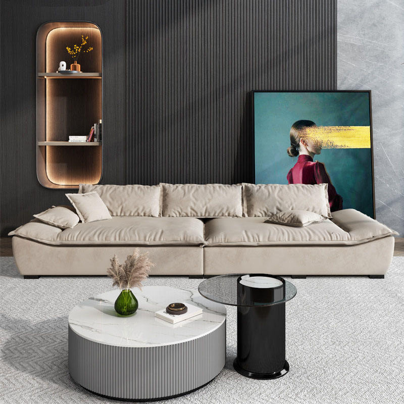 Canapea din catifea portocalie pentru sufragerie